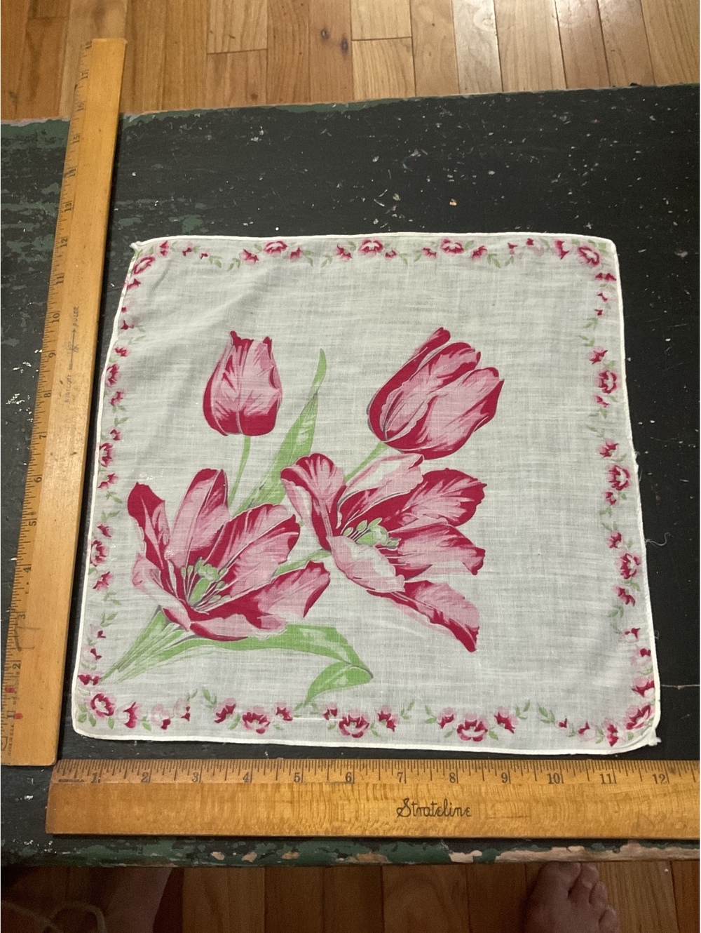 Vintage Floral Tulip Print Handkerchief